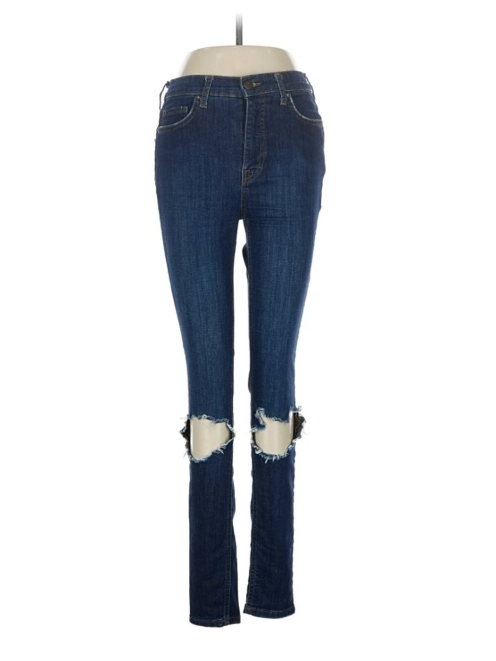 Free People Distressed Slim Curvy Fit Jeans - Size 28L/US Size 2 - Excellent